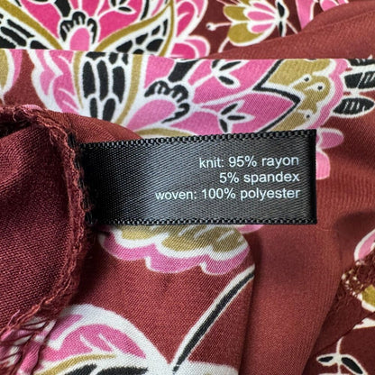 The Limited Women Sz XS NWT Burgundy Long Sleeve Floral Satin Front Knit Back