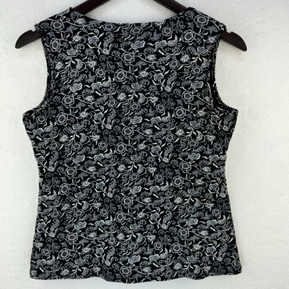 Charter Club Women Top Sz S Navy floral print v-neck sleeveless