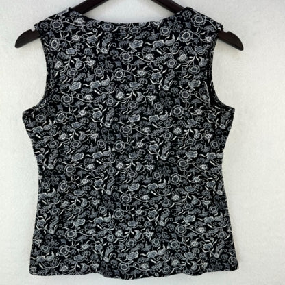 Charter Club Women Top Sz S Navy floral print v-neck sleeveless