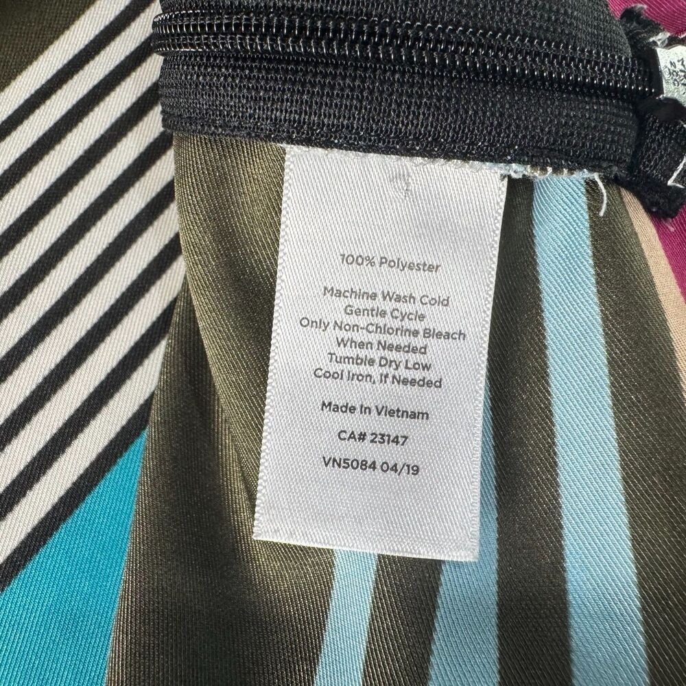 Talbots Satin Top Sz MP Boat Neck Sleeveless Striped Keyhole Side Zipper NWOT