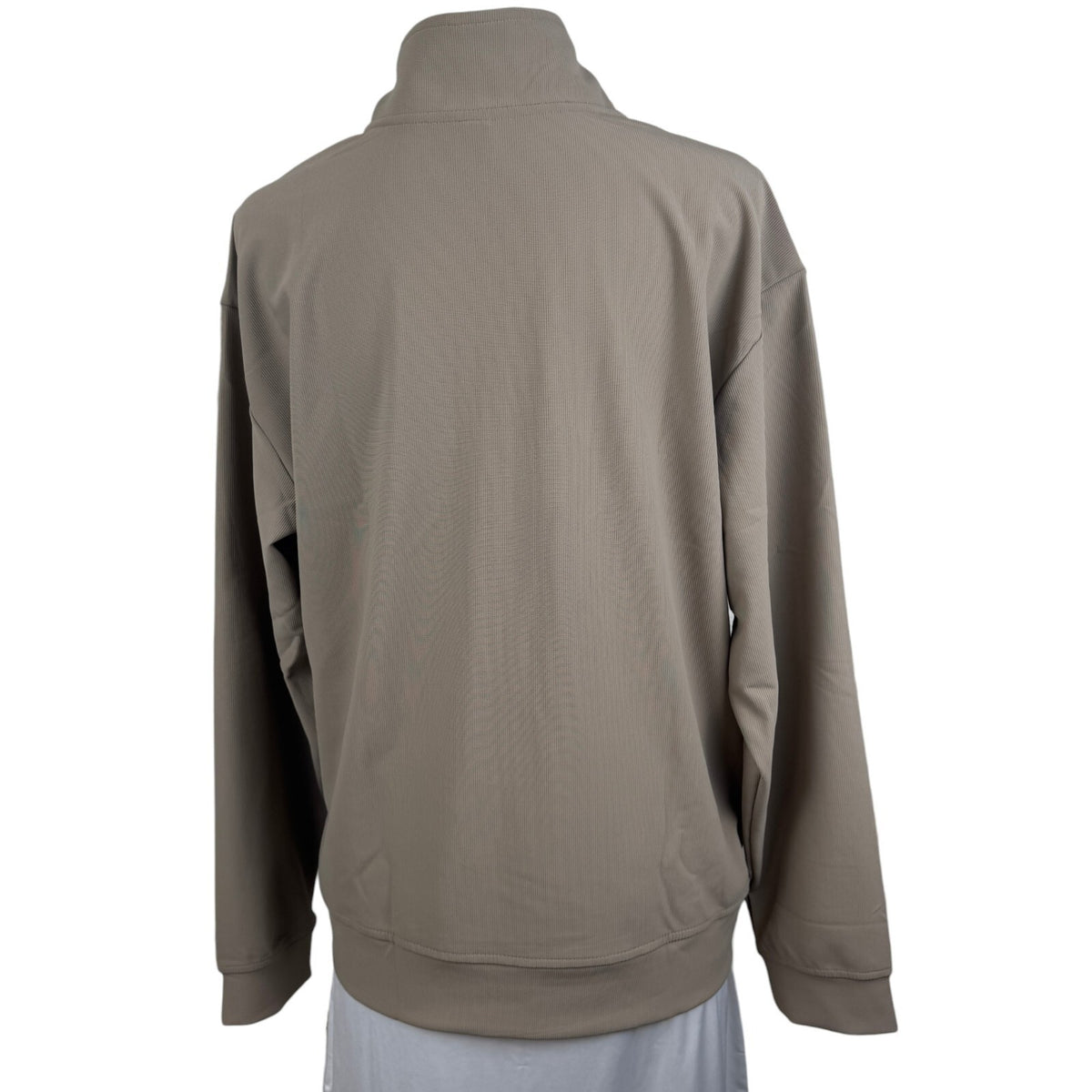 Skechers GO WALK Luxe Womens XL 1/4 Zip Pullover Ribbed Mock Neck Taupe NWT