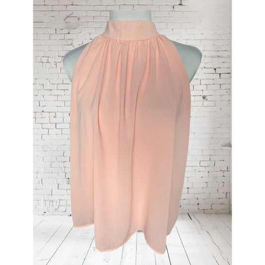 Hengrui Top Sz S Peach Lined Halter Neck Sleeveless Hook Eye Closure Flowy