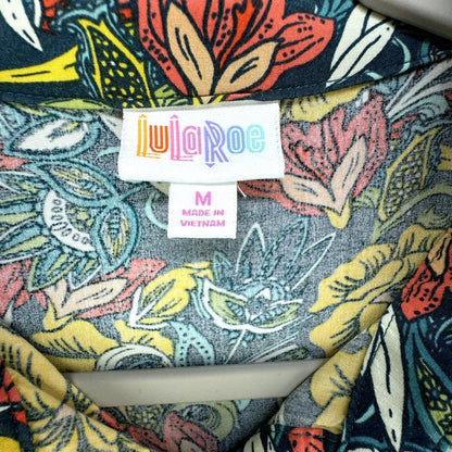 LuLaRoe Blouse Button Down Floral 2pockets raglan sleeves Size Medium