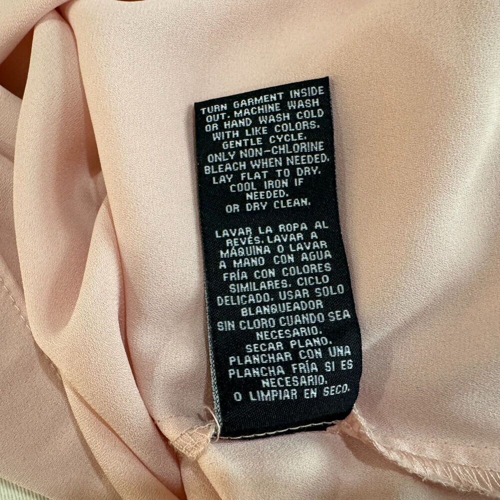 Zac & Rachel Blouse Sz L Dusty Pink Pleated Front Split Neck Flutter Sleeve