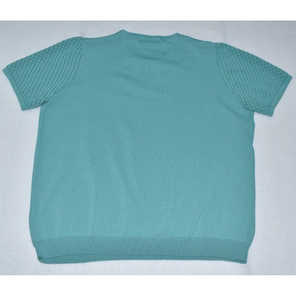 Alfred Dunner Top Sz L Solid Light Green Knit Crew Neck Short Sleeve