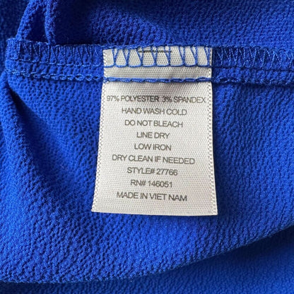 Monteau Women Blouse Sz L Blue Split Neck Pockets Sleeveless