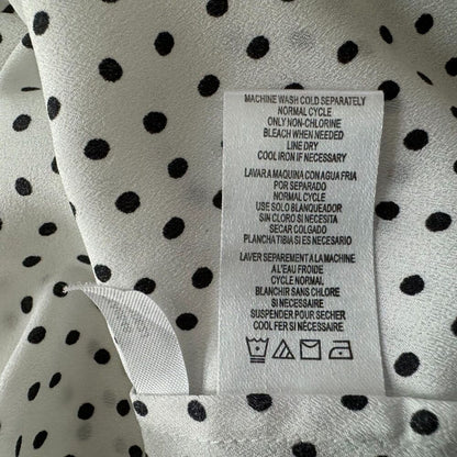 Karl Lagerfeld Top Sz XS White Black Polka Dot 3/4 Length Tiered Ruffle Sleeve