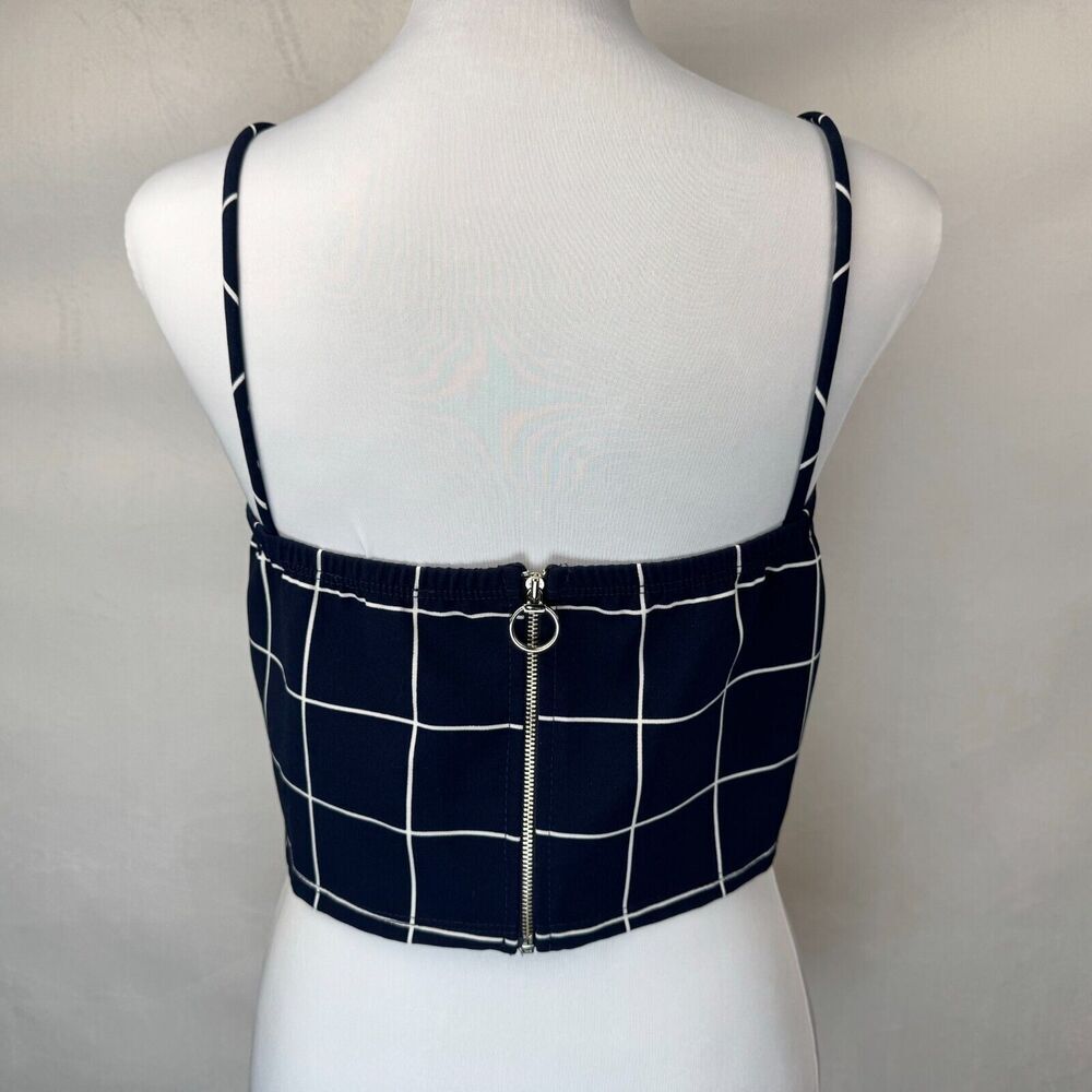 Fashion Nova Women Sz 1XL Plaid Crop Top Navy Plaid