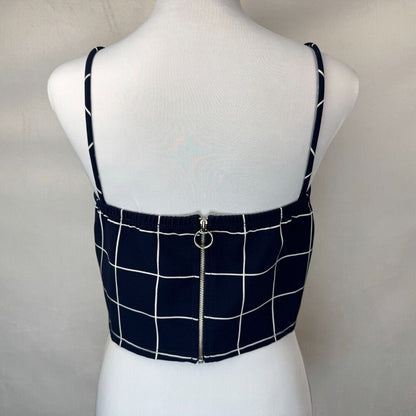 Fashion Nova Women Sz 1XL Plaid Crop Top Navy Plaid