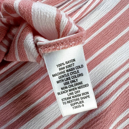 Liz Claiborne Peach/Pink Stripe Blouse cap sleeves Size Large