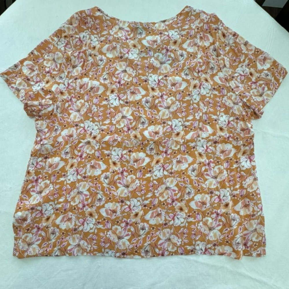 Jones New York Women Size 2X Peasant Ditsy Floral Blouse NWT
