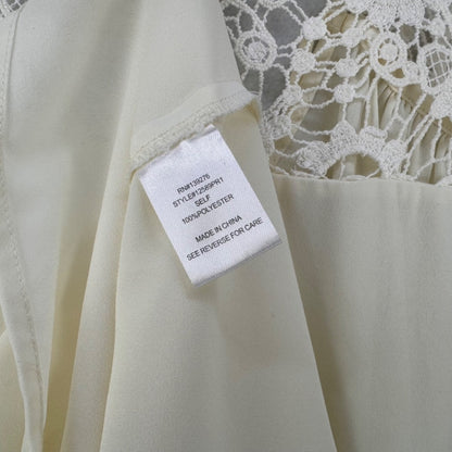 Daniel Rainn Ladies Top Sz M Sheer Cream and crochet lace shoulder neckline