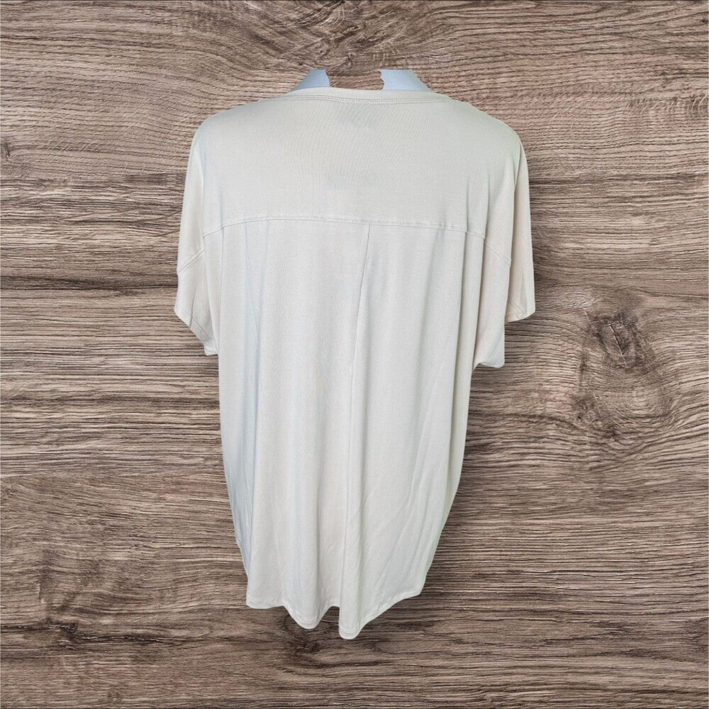 32 Degrees Cool Top Sz L NWT Tan Soft Luxe Short Sleeve V-Neck