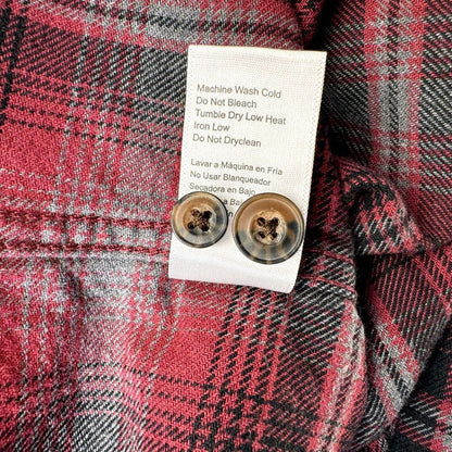 Jachs Shirt Men XL Heritage Flannel Plaid Red Black Gray Pockets Button Up
