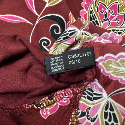 The Limited Women Sz XS NWT Burgundy Long Sleeve Floral Satin Front Knit Back