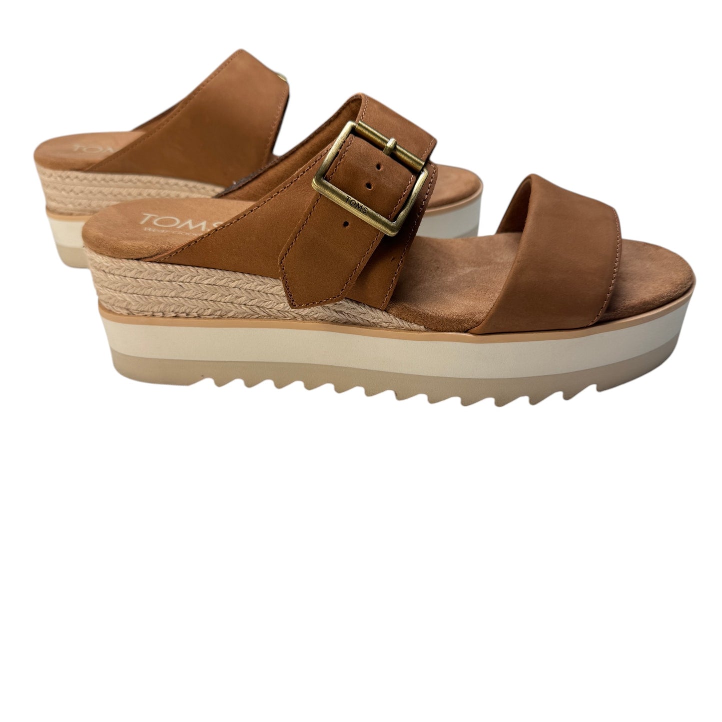 TOMS Diana Mule Buckle Platform Sandals Brown Sugar - Size 8.5 with Box