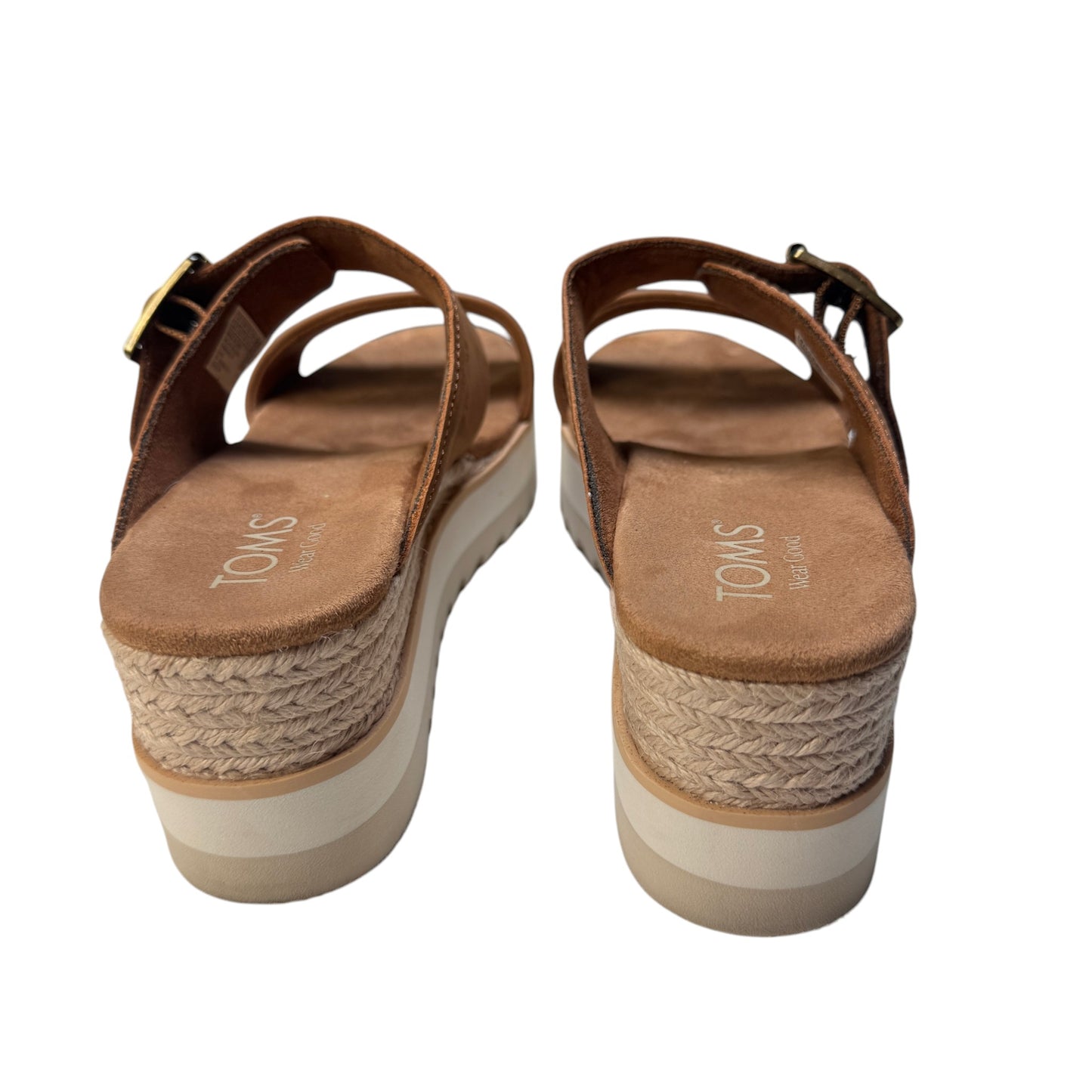 TOMS Diana Mule Buckle Platform Sandals Brown Sugar - Size 8.5 with Box