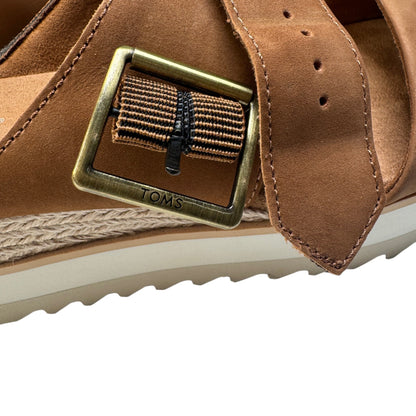 TOMS Diana Mule Buckle Platform Sandals Brown Sugar - Size 8.5 with Box