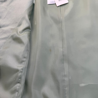 Coldwater Creek Sage Green Embroidered Linen Blend Mandarin Collar Blazer Jacket - Size 8