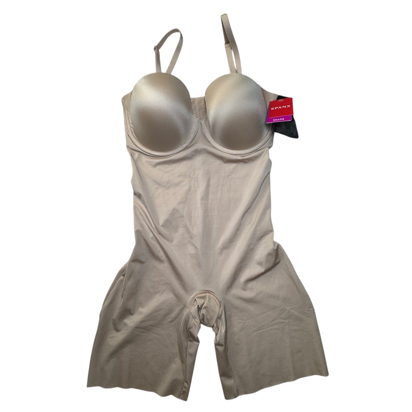 SPANX Suit Your Fancy Strapless Cupped Mid-Thigh Bodysuit Beige - Size L NWT