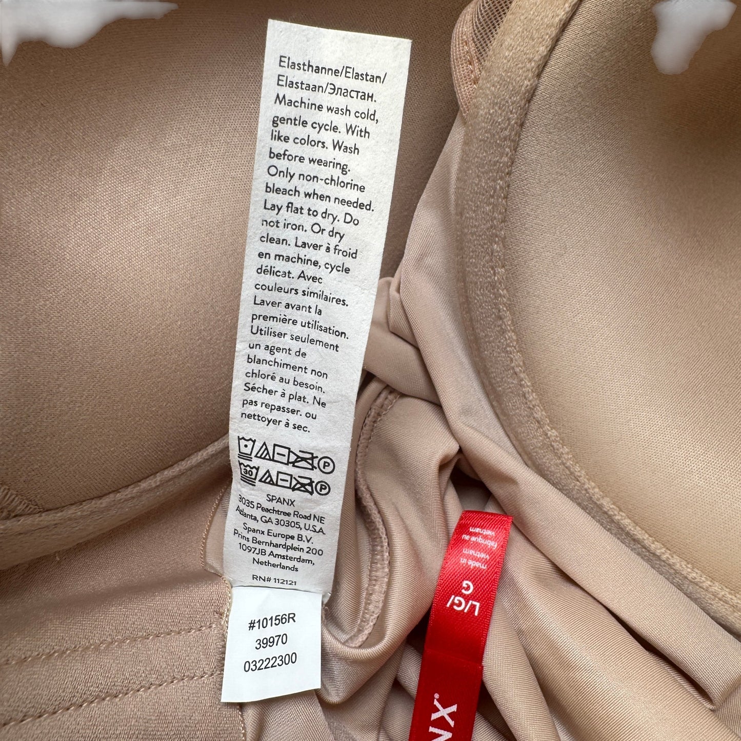 SPANX Suit Your Fancy Strapless Cupped Mid-Thigh Bodysuit Beige - Size L NWT