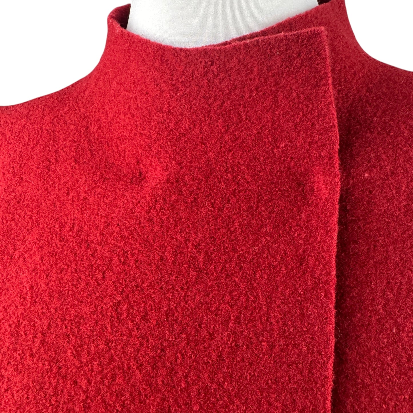 Eileen Fisher 100% Boiled Wool Asymmetric Snap Cardigan Jacket Red - Size M