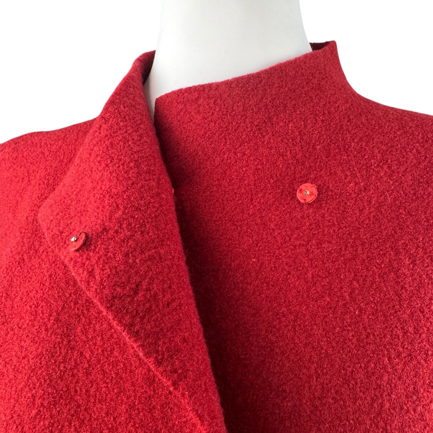 Eileen Fisher 100% Boiled Wool Asymmetric Snap Cardigan Jacket Red - Size M