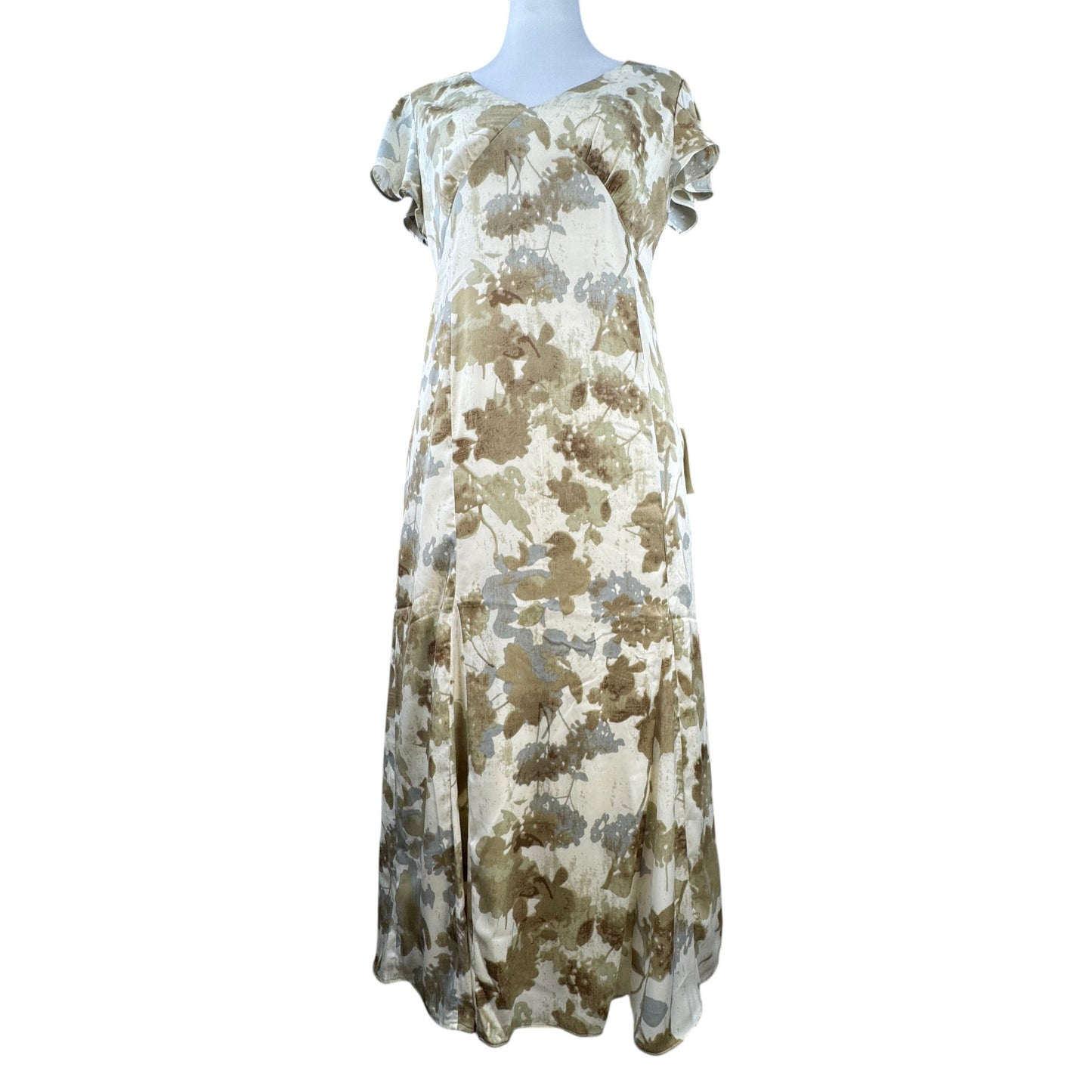 Böhme Floral V-Neck A-Line Maxi Dress with Flutter Cap Sleeves - Size Large -  NWT