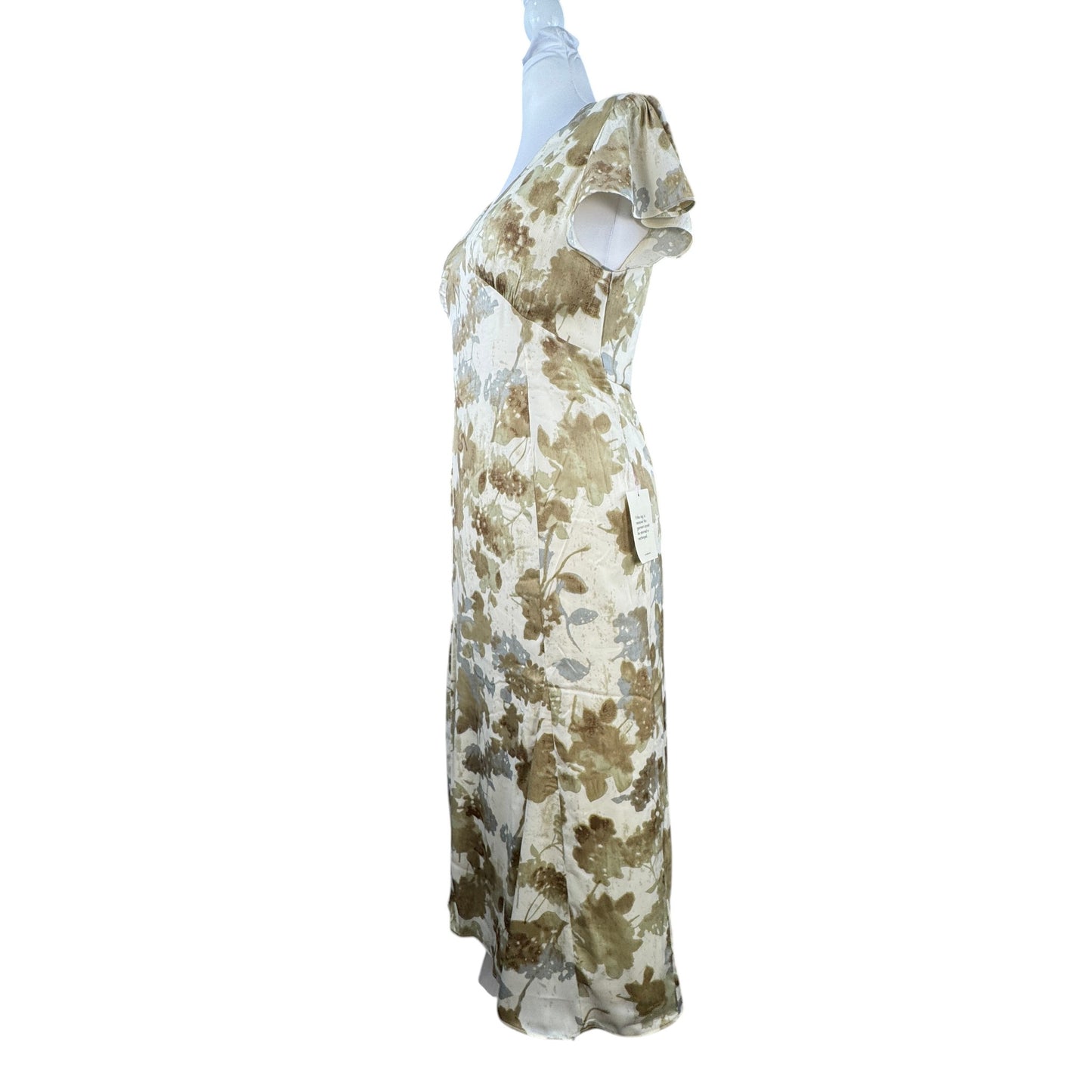 Böhme Floral V-Neck A-Line Maxi Dress with Flutter Cap Sleeves - Size Large -  NWT