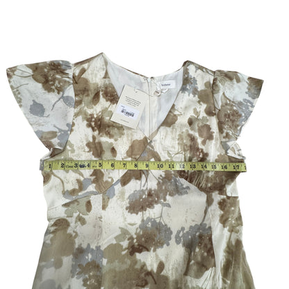 Böhme Floral V-Neck A-Line Maxi Dress with Flutter Cap Sleeves - Size Large -  NWT