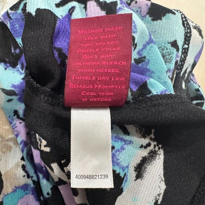 212 Collection Women Top Sz L Sleeveless Drape Neck Black Multicolor Print