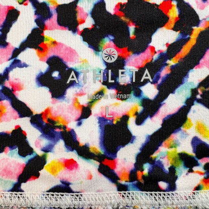 Athleta Capri Yoga Pants Sz L High Rise White and Multicolor Print
