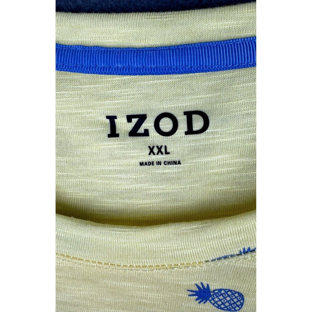 Izod Top Sz XXL Yellow Short Sleeve Blouse With Pineapple Print