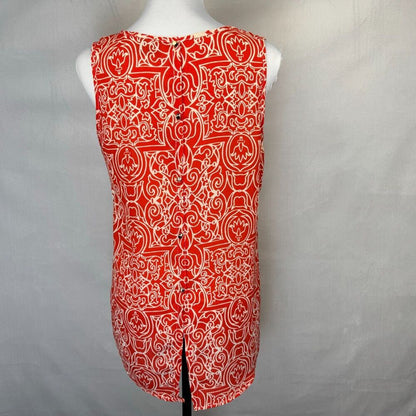 CS Focus Studio Women Blouse Sz S Red White Print Sleeveless