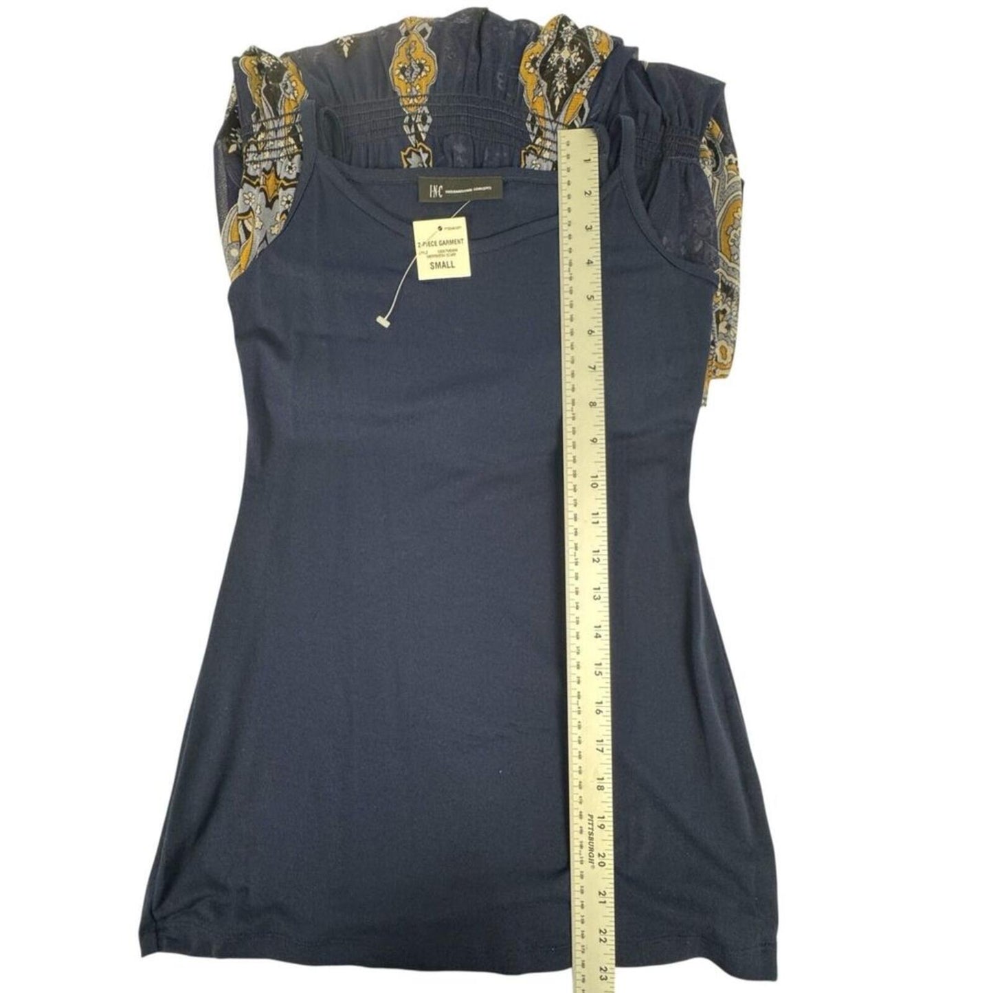 INC International Concepts S Blue Mesh Tunic Top NWT 2 Pc Lined Batwing Boho