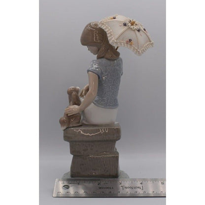 Lladro 7612 Lady Sitting with Dog and Parasol Vintage Retired Figurine