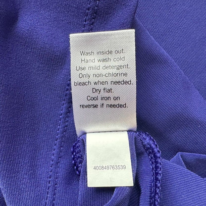 Dana Buchman Sz L Blue Stretch Top Sleeveless Asymmetrical Neckline Metal