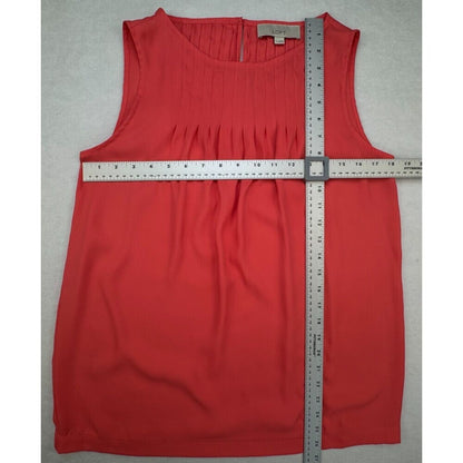 Loft Ann Taylor Top Sz S Orange Boat Neck Pleated Sleeveless Keyhole Back