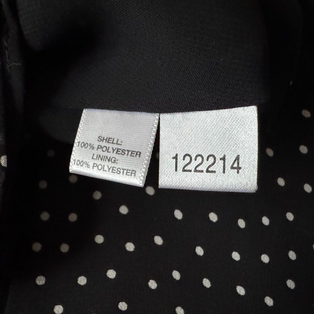 LOFT Women Blouse Sz 14P Black Beige Polka Dot Sleeveless VNeck