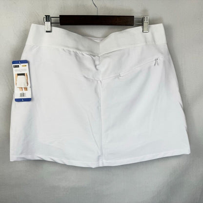 Greg Norman White Skort Sz L Tennis Golf Pockets Elastic Waist Mesh Short Liner