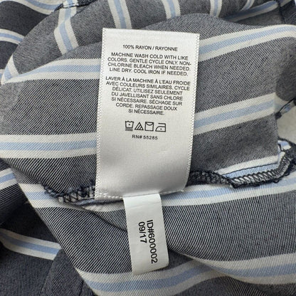 Express Crop Crop Top Sz XS Stripe Gray Blue White Flounce Back Zipper