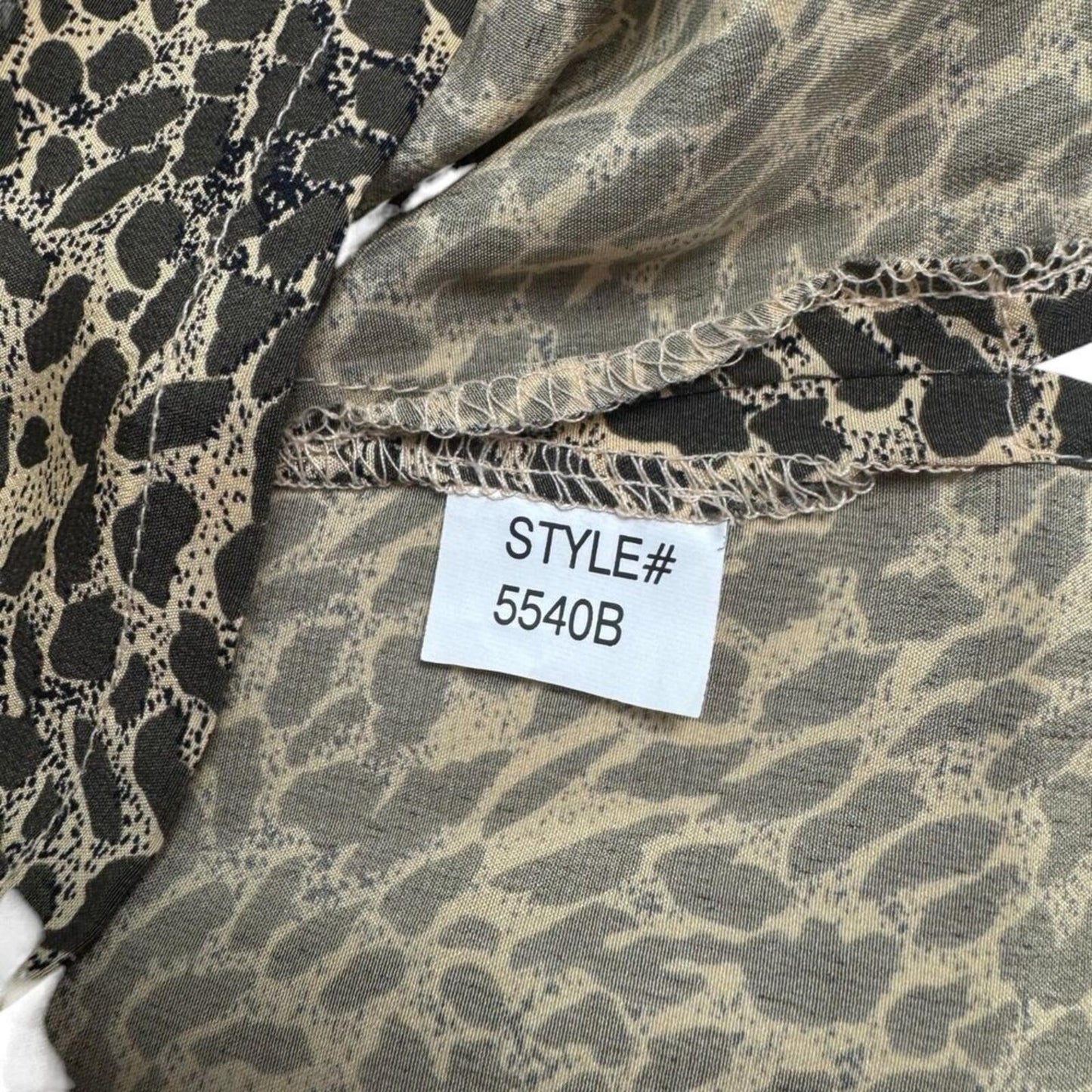 Donna Gray Women Blouse XL Silk Button Down Long Sleeve Animal Print Brown Tan