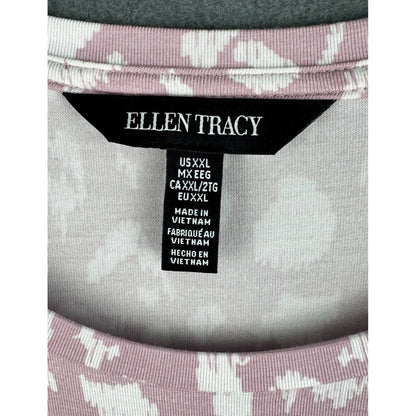 Ellen Tracy Top Sz XXL Dusty Pink and White Short Sleeve Scoop Neck