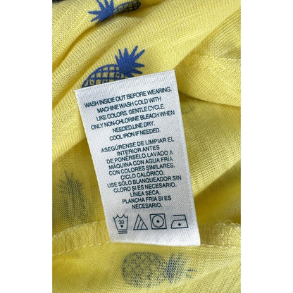 Izod Top Sz XXL Yellow Short Sleeve Blouse With Pineapple Print