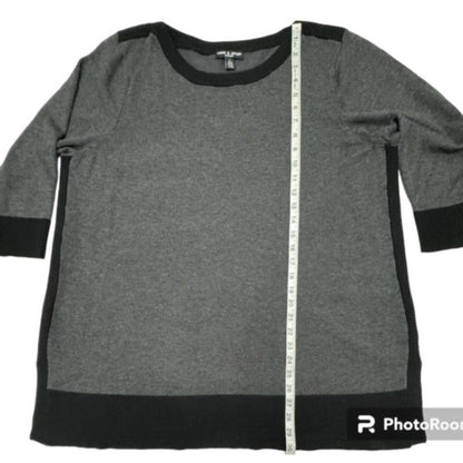 Cable & Gauge Women’s Plus Size 1X Gray Black Boat Neck Knit Top