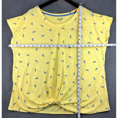 Izod Top Sz XXL Yellow Short Sleeve Blouse With Pineapple Print
