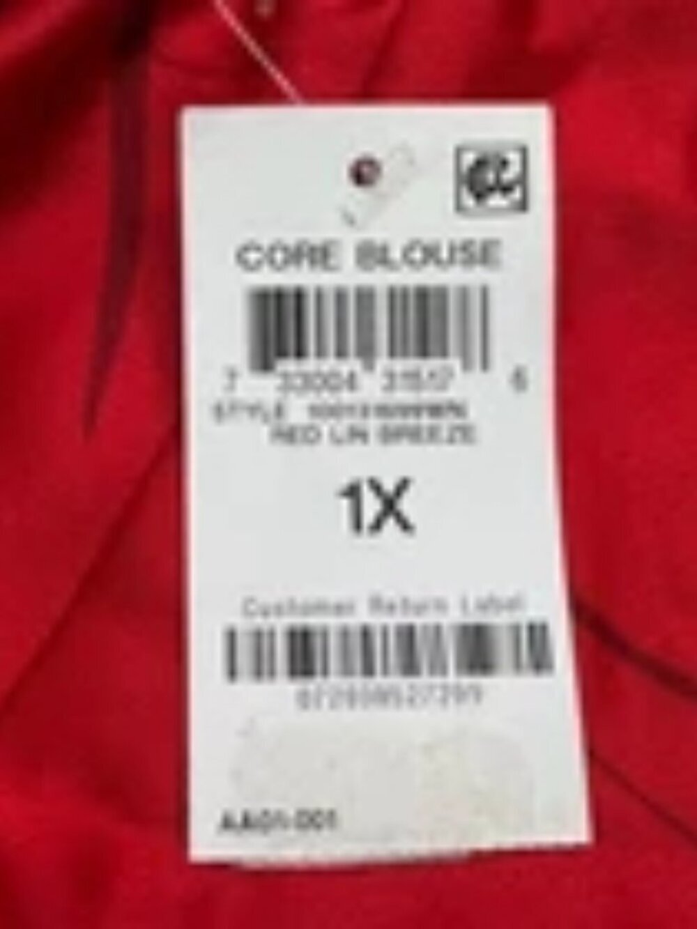 Alfani Women Size 1X Style Lin Breeze Red VNeck Button Down Cuffed Long Sleeves