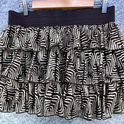 Heart Soul Juniors Layered Ruffled Geometric Skirt Brown Beige Size XL