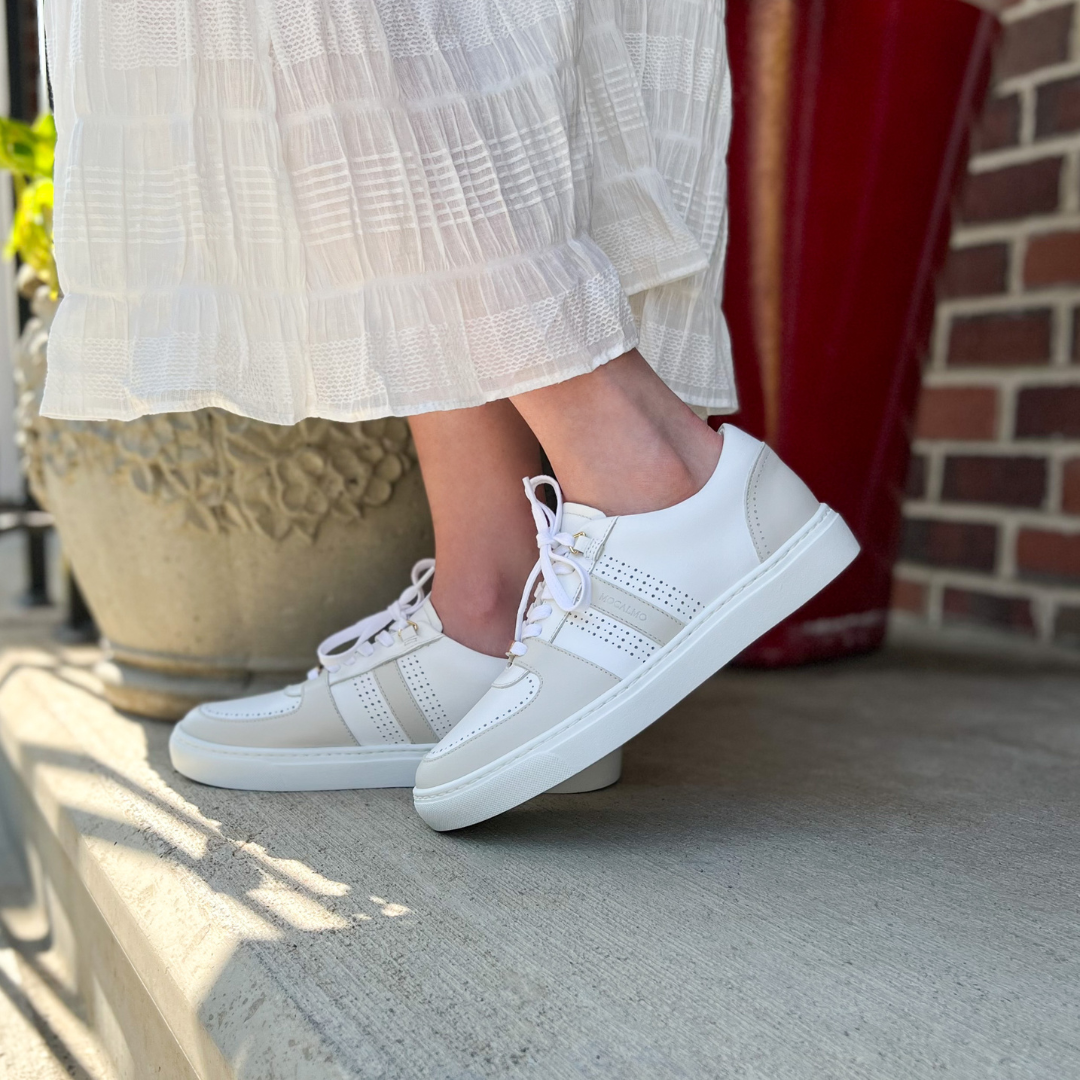MOCALMO Women's Norma Leather Sneakers – Ivory Gray