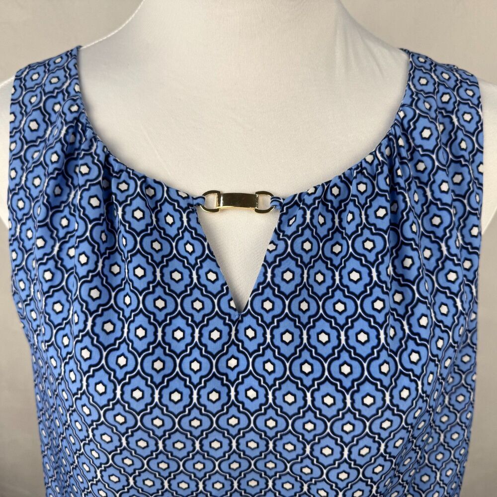 Dana Buchman Sz S Satin Top Round Neck Gold Tone Hardware Sleeveless Zipper